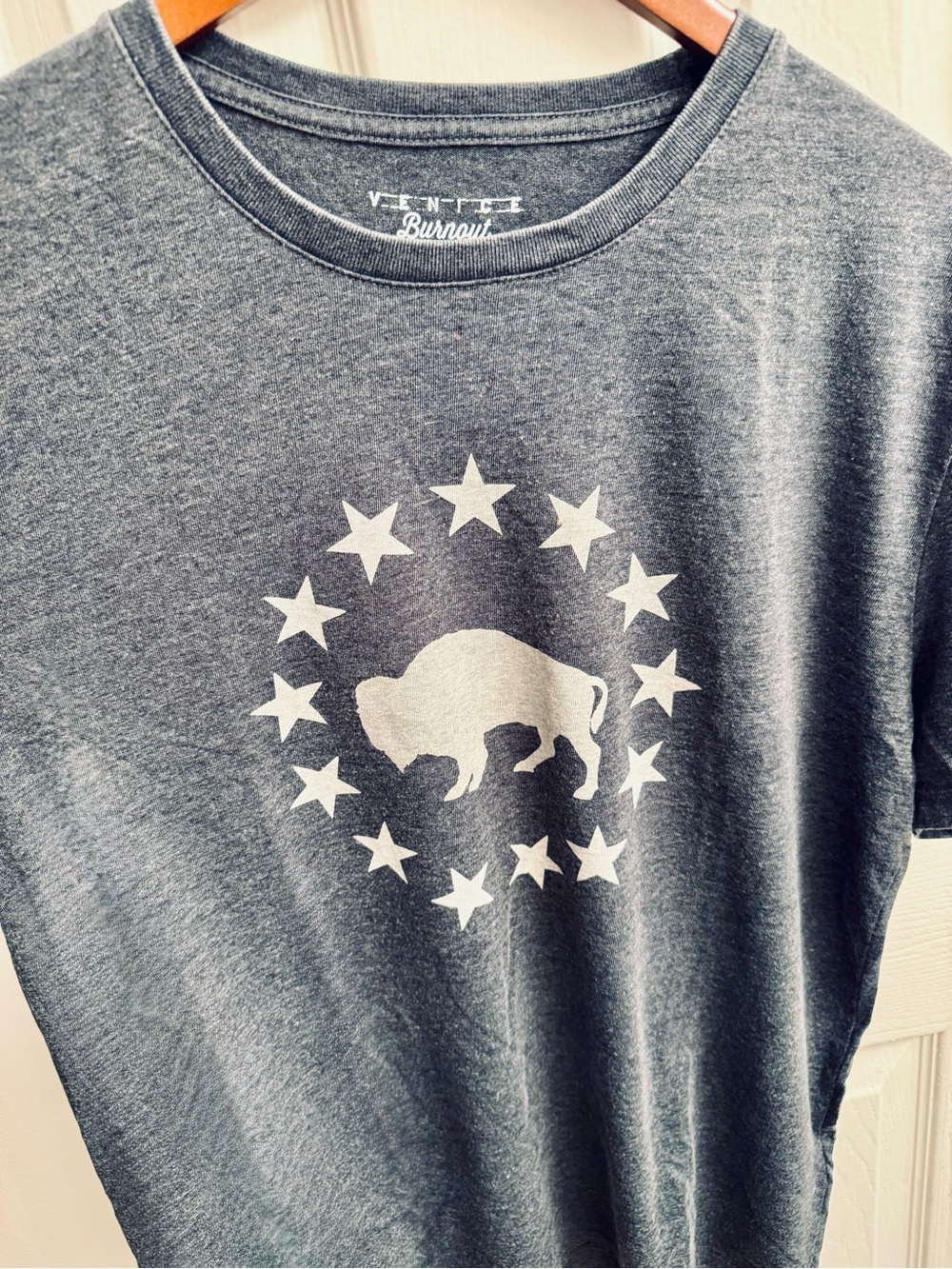 Lucky Brand Heather Gray Graphic Tee with White Logo